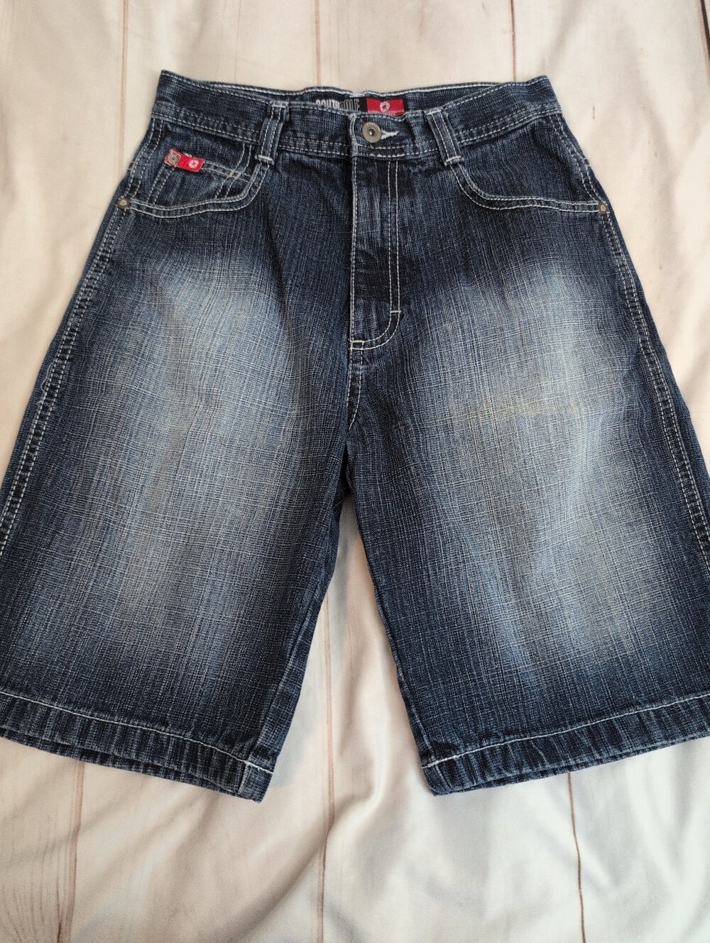 Y2K Southpole Boys Denim Shorts Size 10 Baggy Jorts Dark Wash Hip Hop Skater